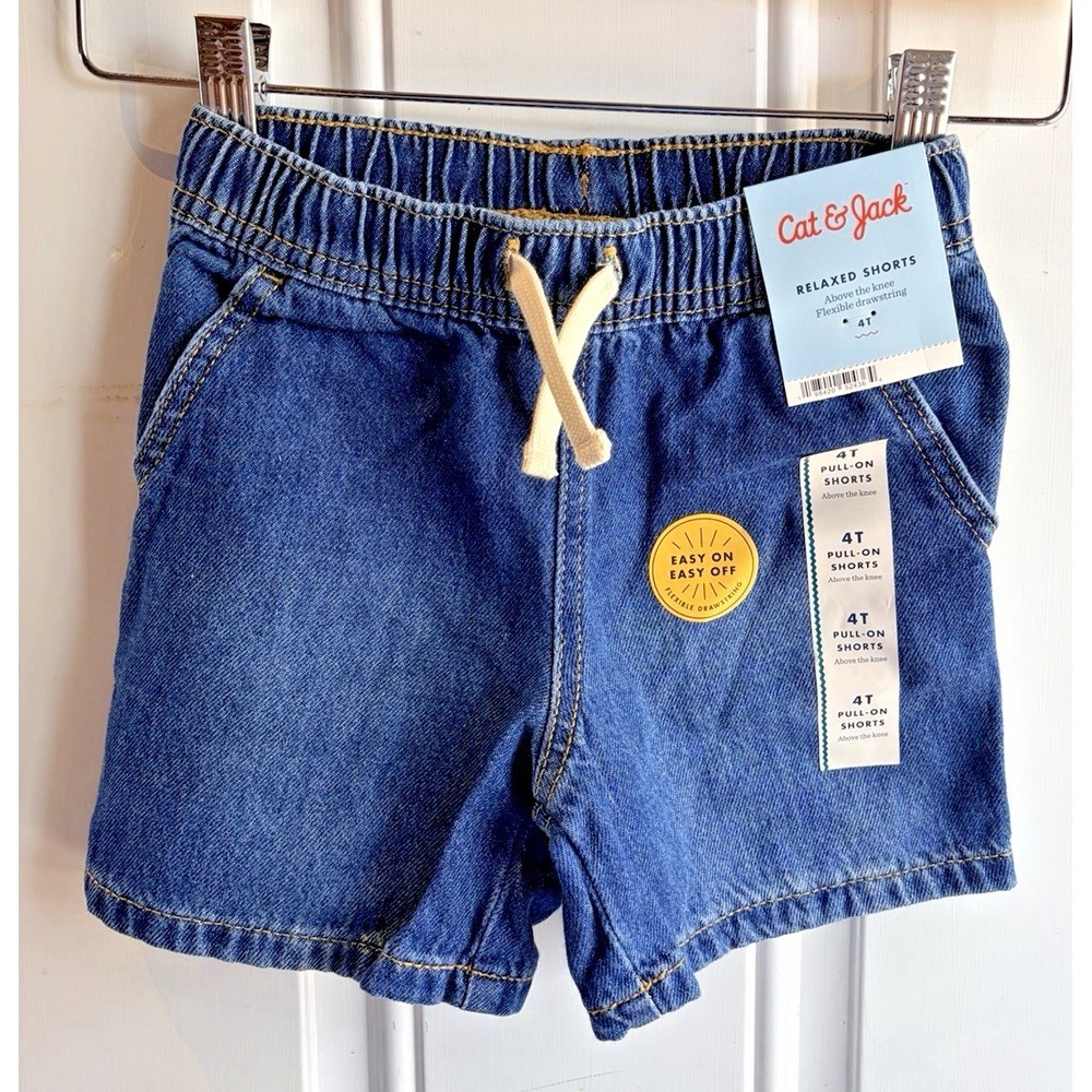 Cat & Jack Pull On Relaxed Medium Wash Denim Jean Shorts - 4T